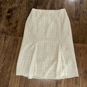 Vintage Teeed Midi Pencil Skirt With Flare Sheer Details
